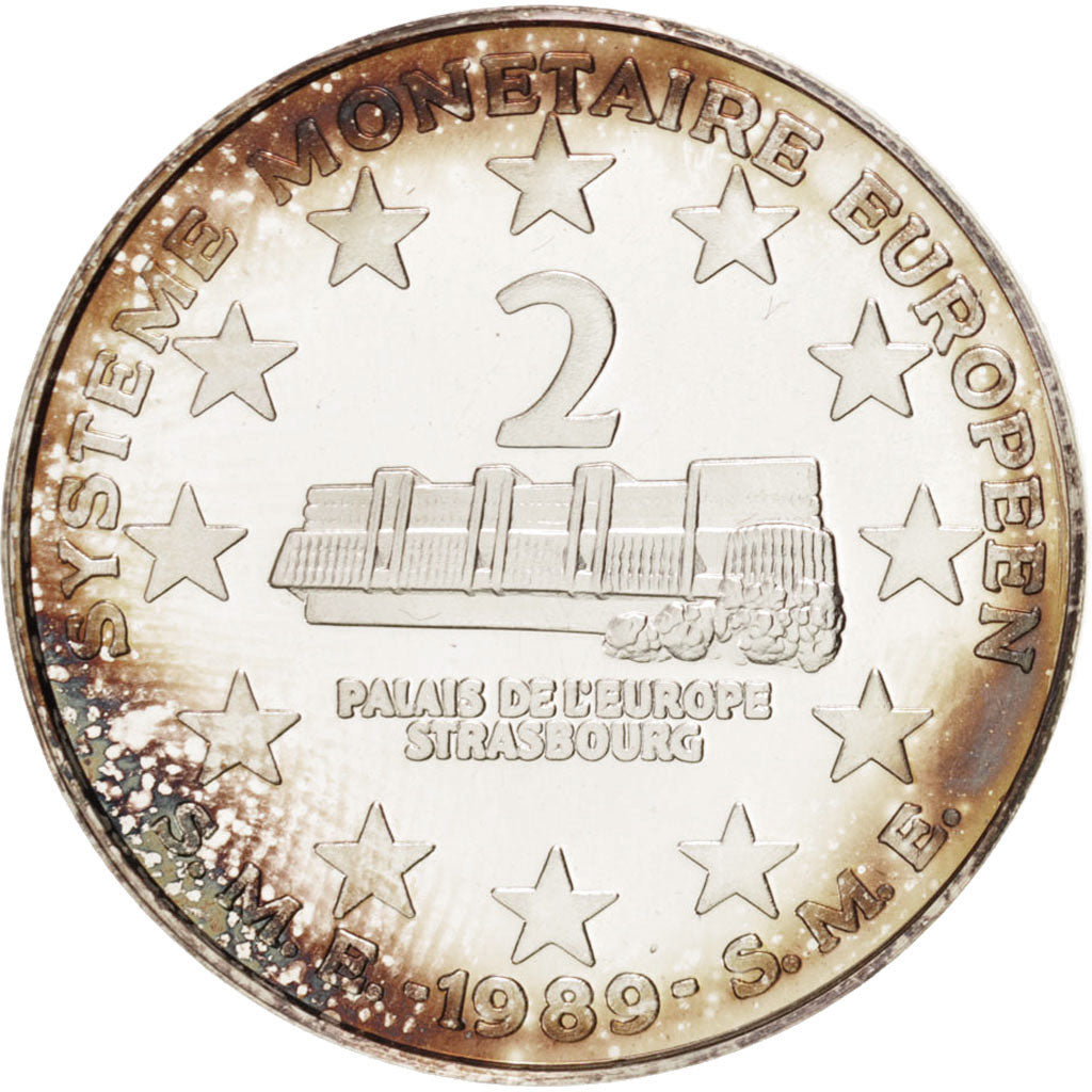France, Medal, European coinage test, 2 ecu, History, 1988, SPL, Argent