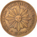URUGUAY, 4 Centesimos, 1869, Uruguay Mint, KM #13, EF(40-45), Bronze, 19.84