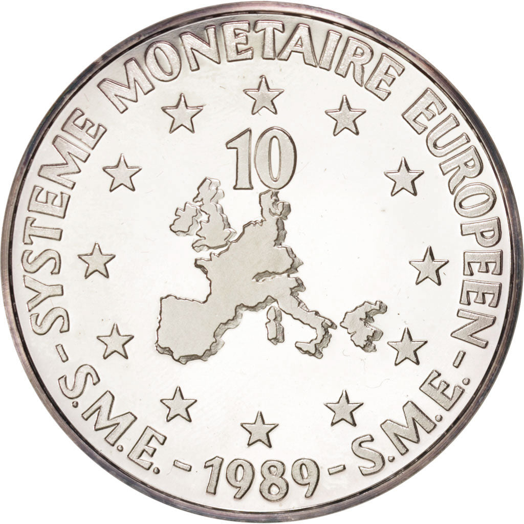France, European coinage test, 5 ecu, History, Medal, 1988, MS(63), Silver, 29
