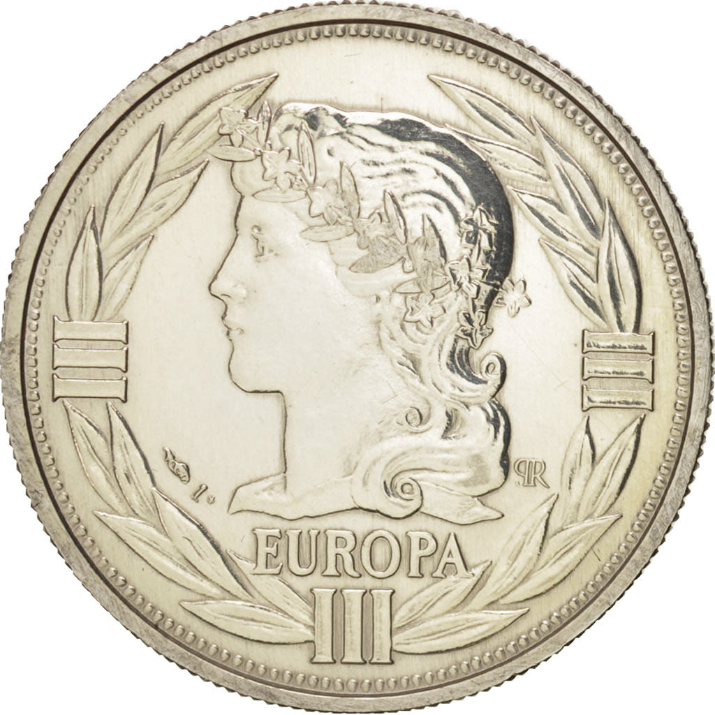 France, European coinage test, 1 ecu, History, Medal, 1987, MS(63), Silver, 23