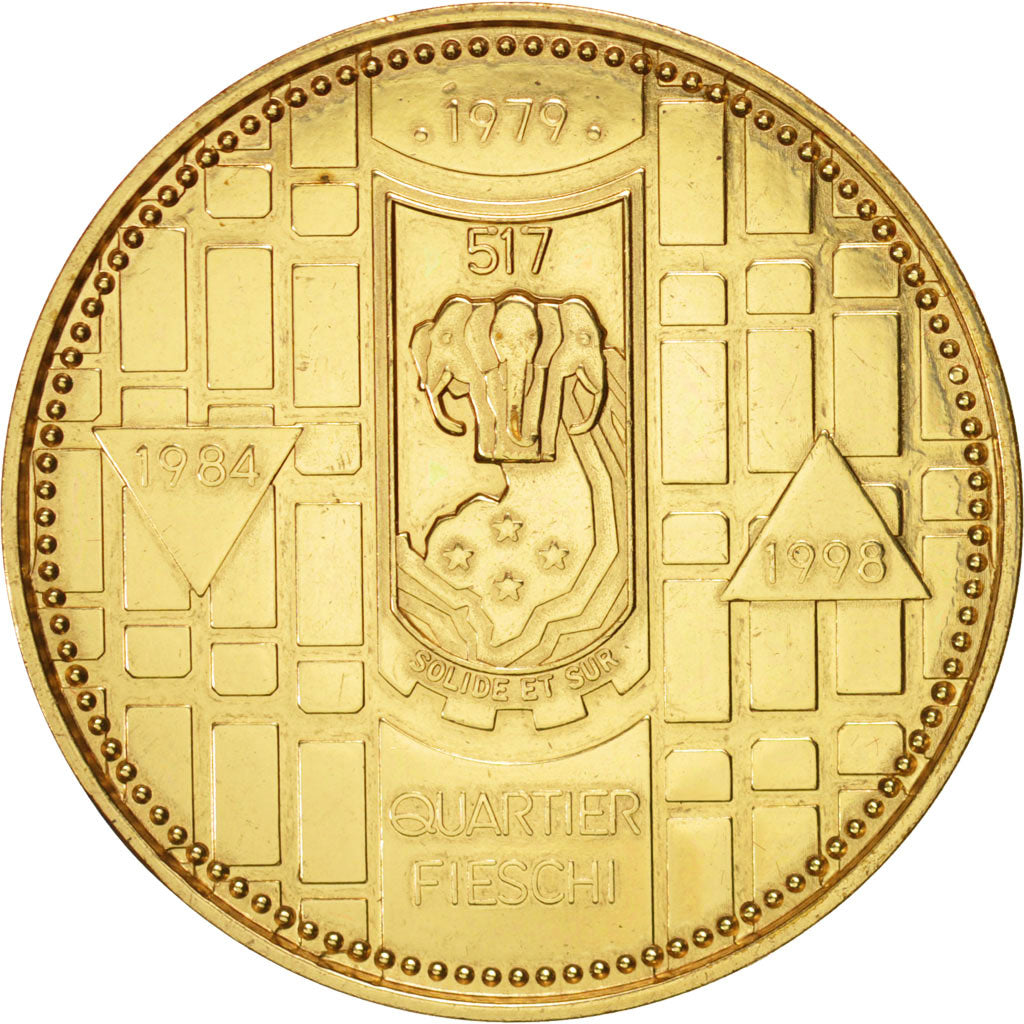 France, European coinage test, 1 euro, History, Medal, 1998, SUP, Brass, 33