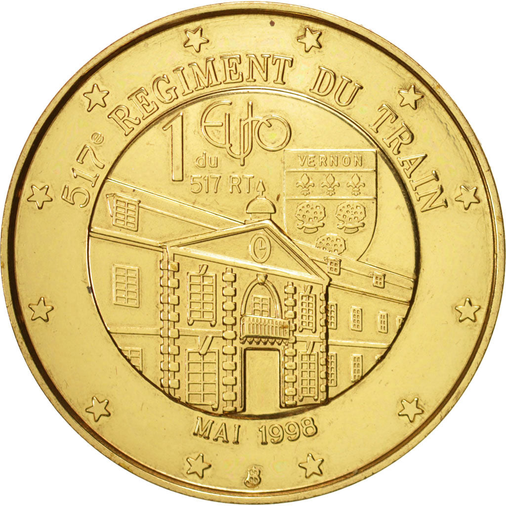 France, European coinage test, 1 euro, History, Medal, 1998, SUP, Brass, 33