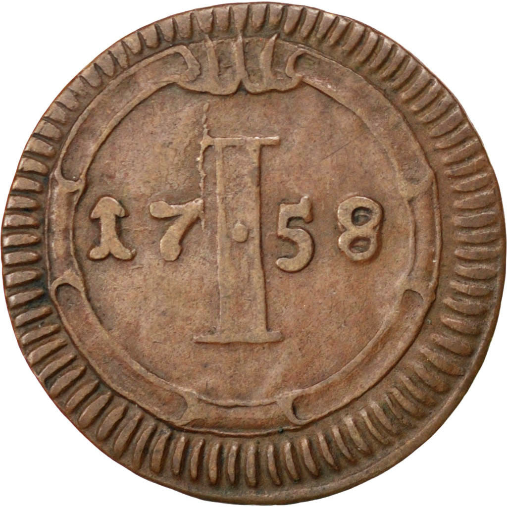 GERMAN STATES, Pfennig, 1758, KM #335, AU(55-58), Copper, 12.20