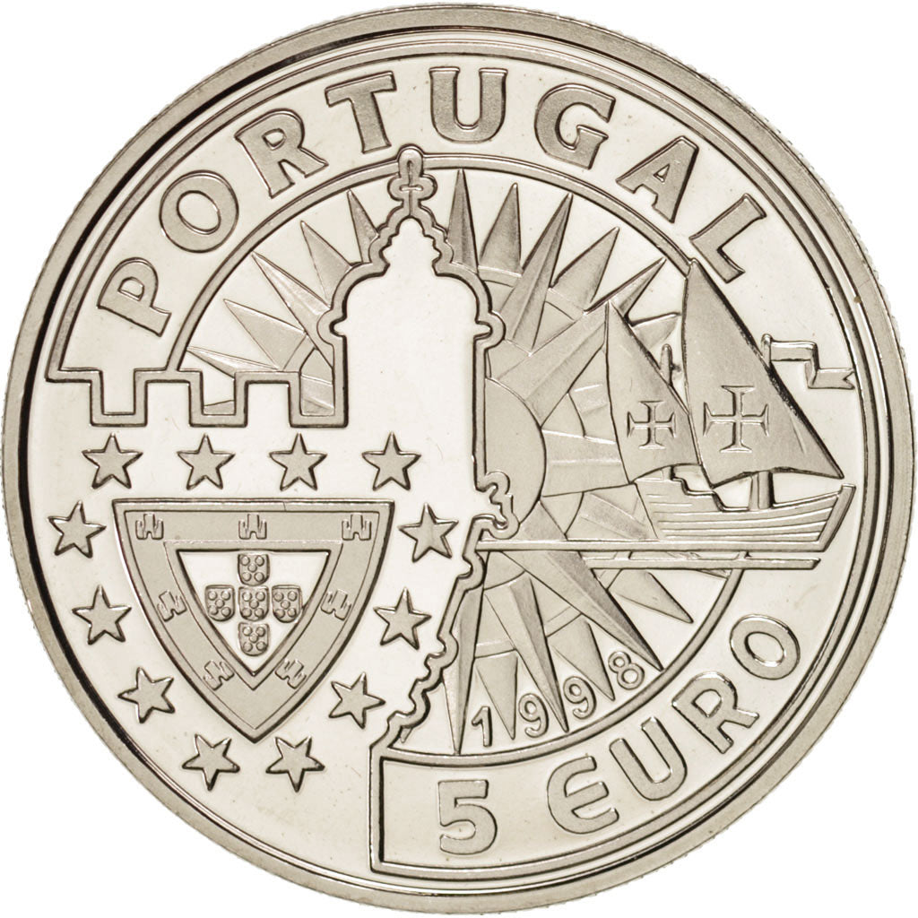 Portugal, European coinage test, 5 euro, Politics, Society, War, Medal, 1998