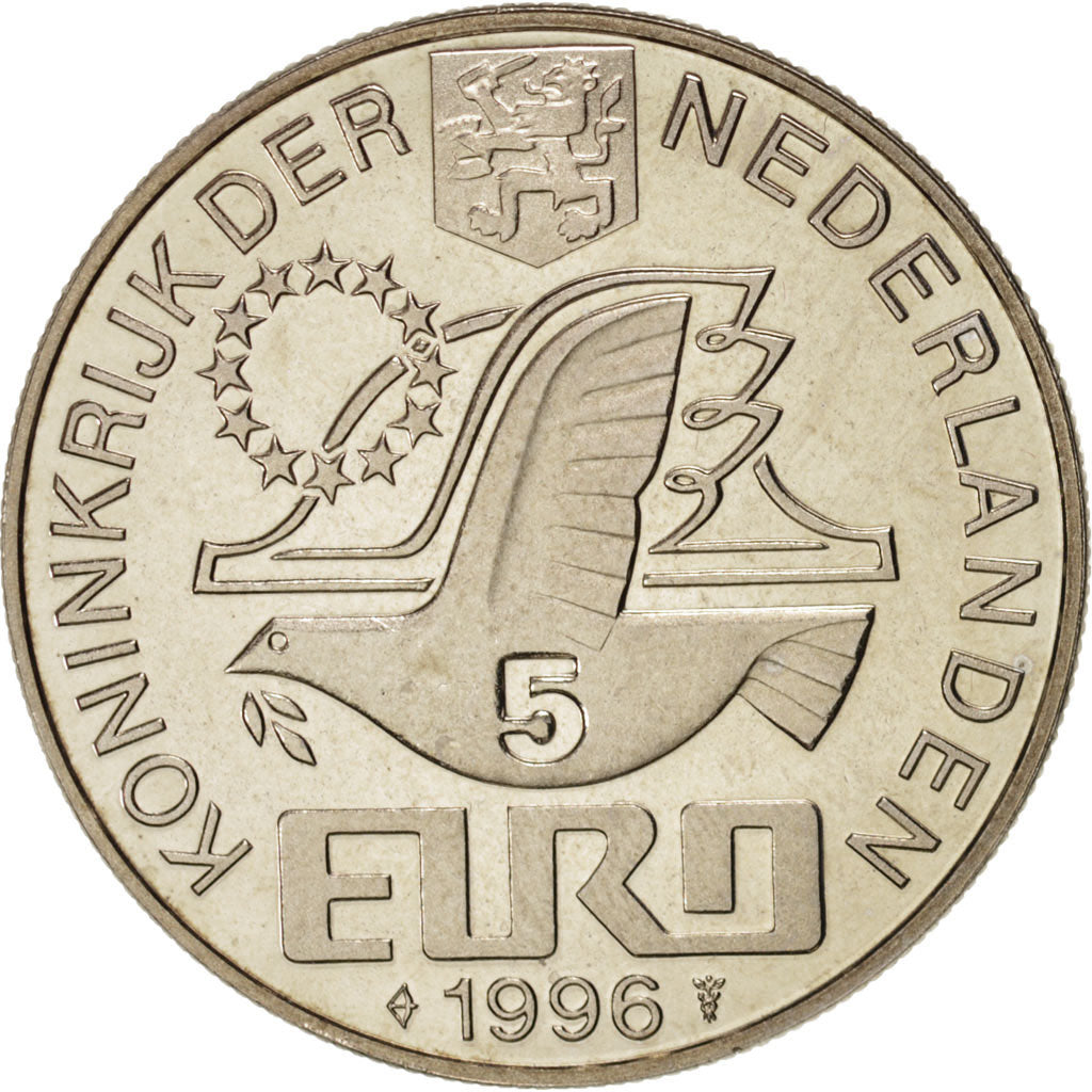 Pays-Bas, Medal, European coinage test, 5 euro, Politics, Society, War, 1996