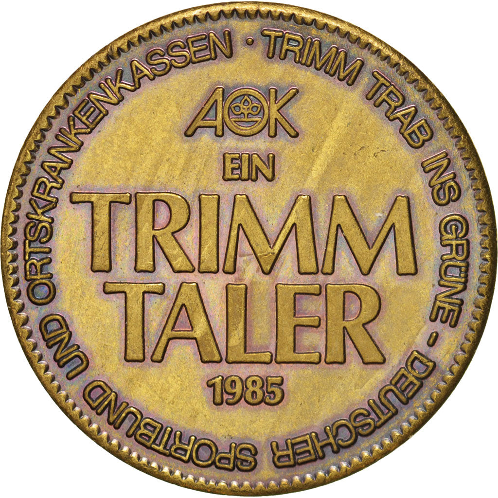 Deutschland, Medal, Ein Trimm Taler, Politics, Society, War, 1985, SS+, Kupfer
