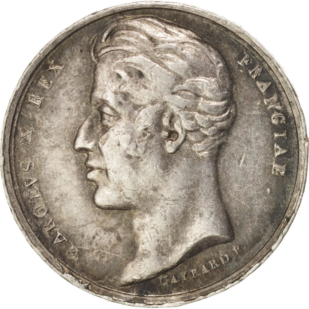 Francia, Medal, Quinarius coronation, Charles X, History, 1825, Gayrard, BB