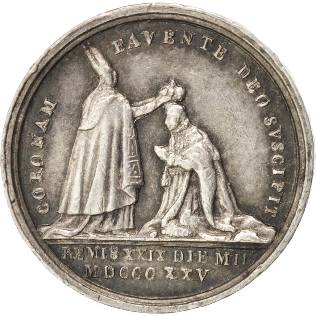 Francia, Medal, Quinarius coronation, Charles X, History, 1825, Gayrard, BB