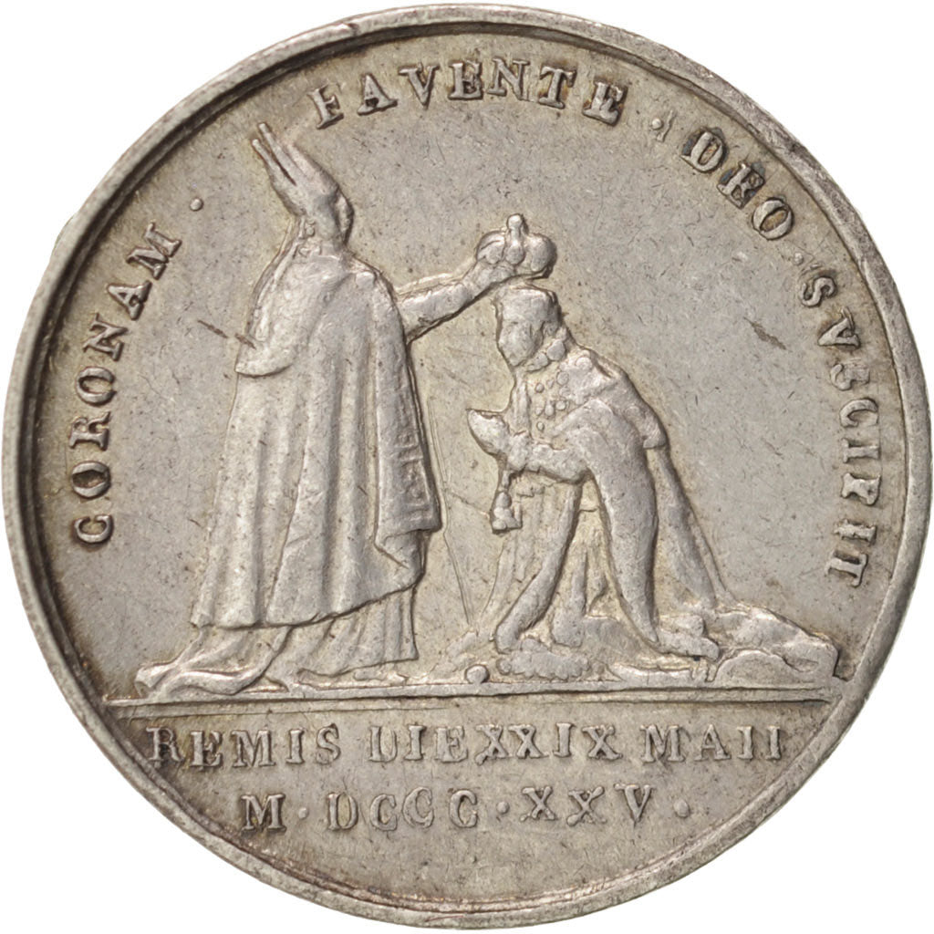 Francia, Medal, Quinarius coronation, Charles X, History, 1825, Gayrard, BB