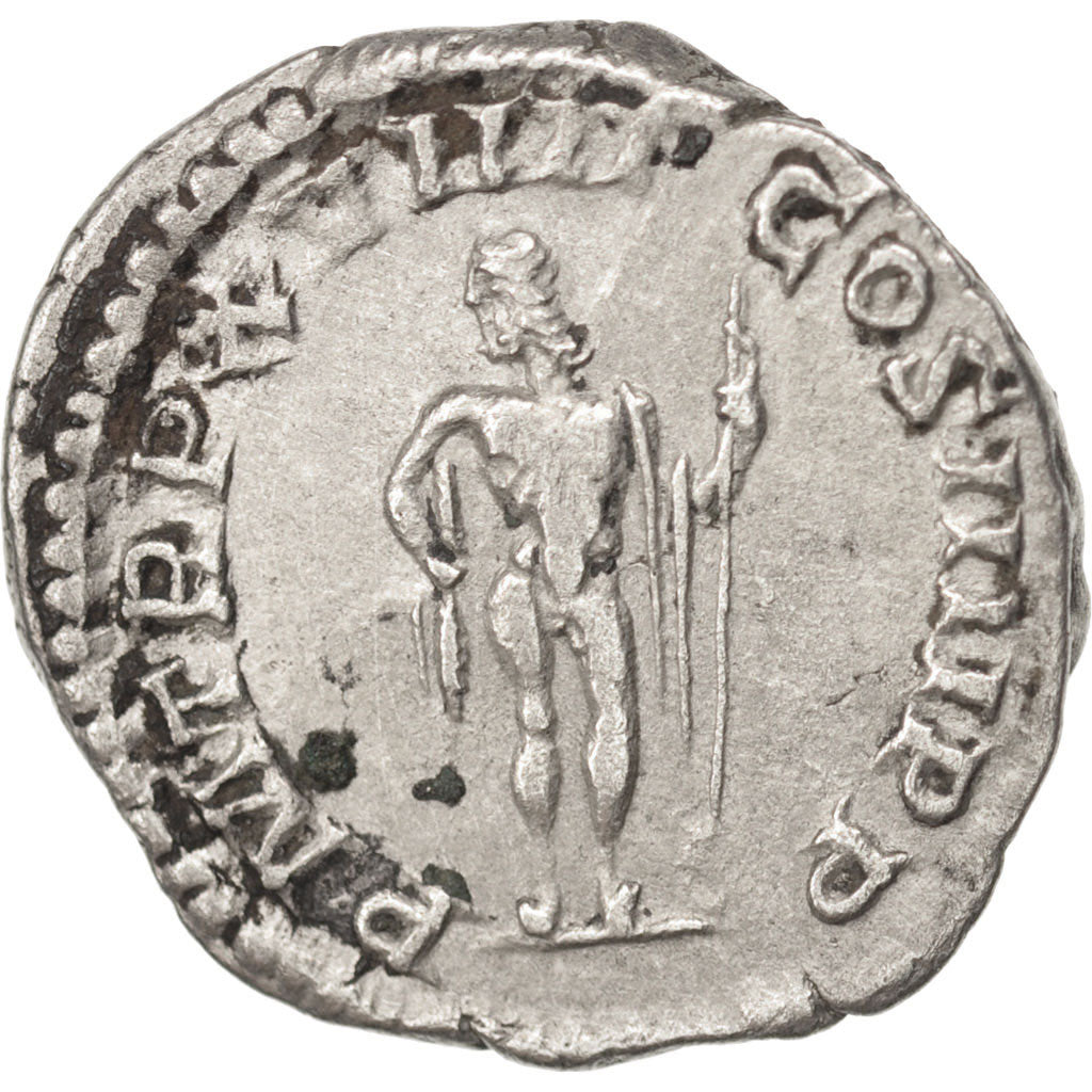Coin, Caracalla, Denarius, 215, Roma, AU(50-53), Silver, RIC:258c var.