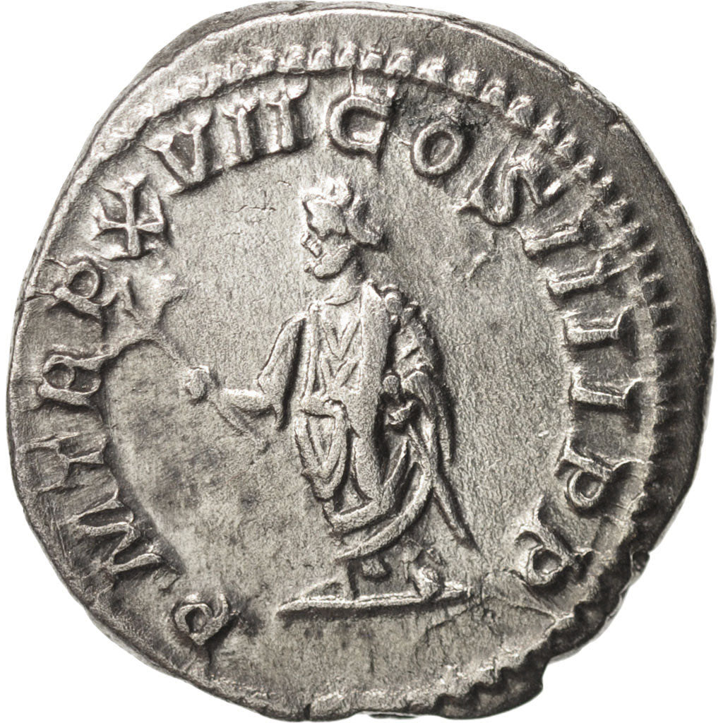 Coin, Caracalla, Denarius, 214, Roma, AU(55-58), Silver, RIC:246