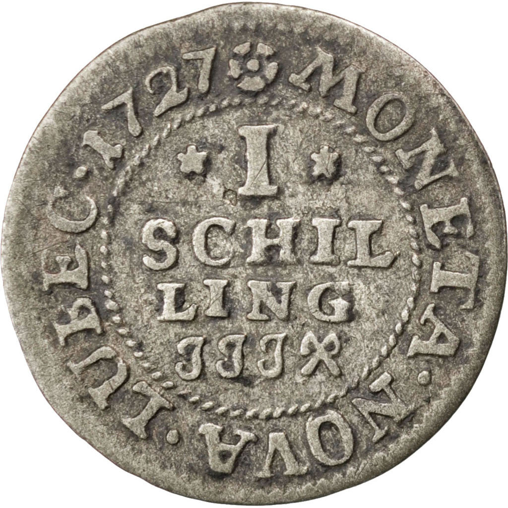 GERMAN STATES, Schilling, 1727, KM #141, EF(40-45), Silver, 0.83