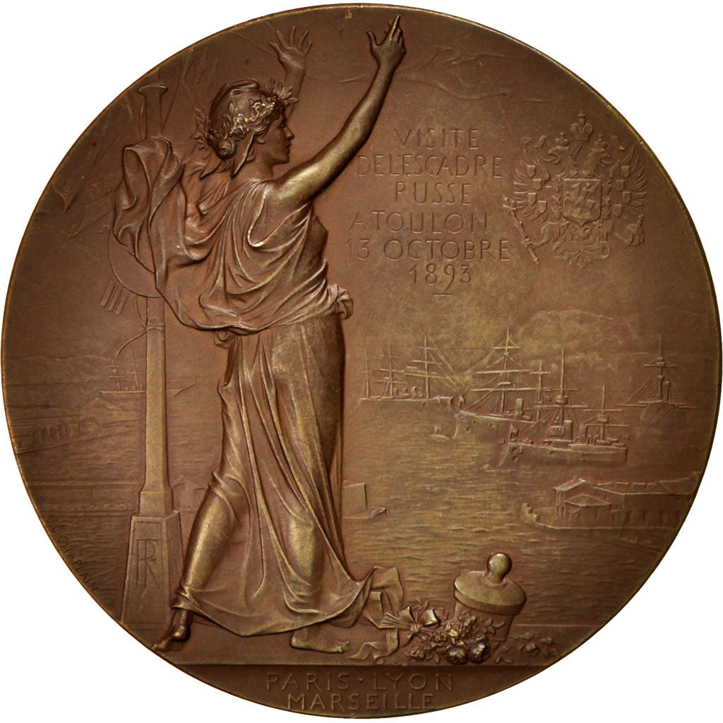 France, Visit of the Russian squadron at Toulon, History, Medal, 1893