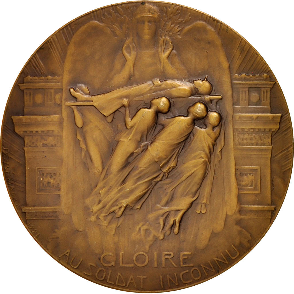 France, Medal, Unknown soldier, History, 1921, Benard, AU(55-58), Bronze
