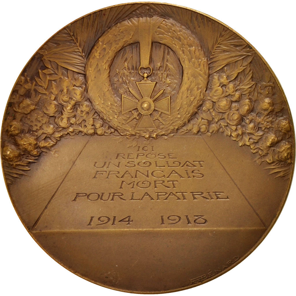 France, Medal, Unknown soldier, History, 1921, Benard, AU(55-58), Bronze