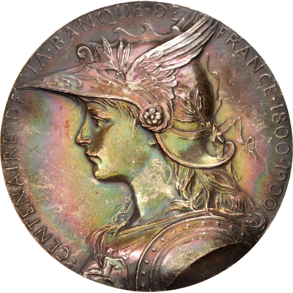 France, Banque de France centenary, History, Medal, 1900, AU(50-53), Roty