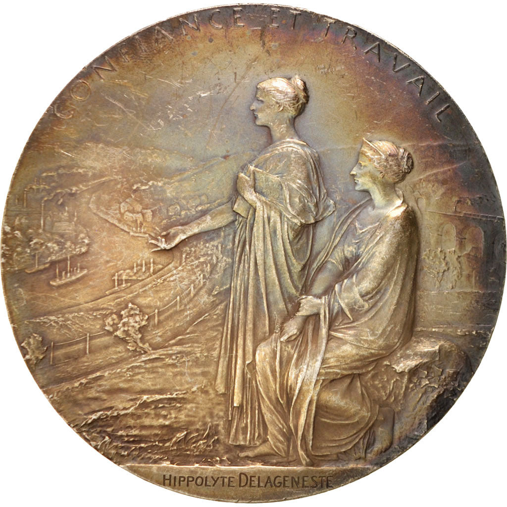 France, Banque de France centenary, History, Medal, 1900, AU(50-53), Roty