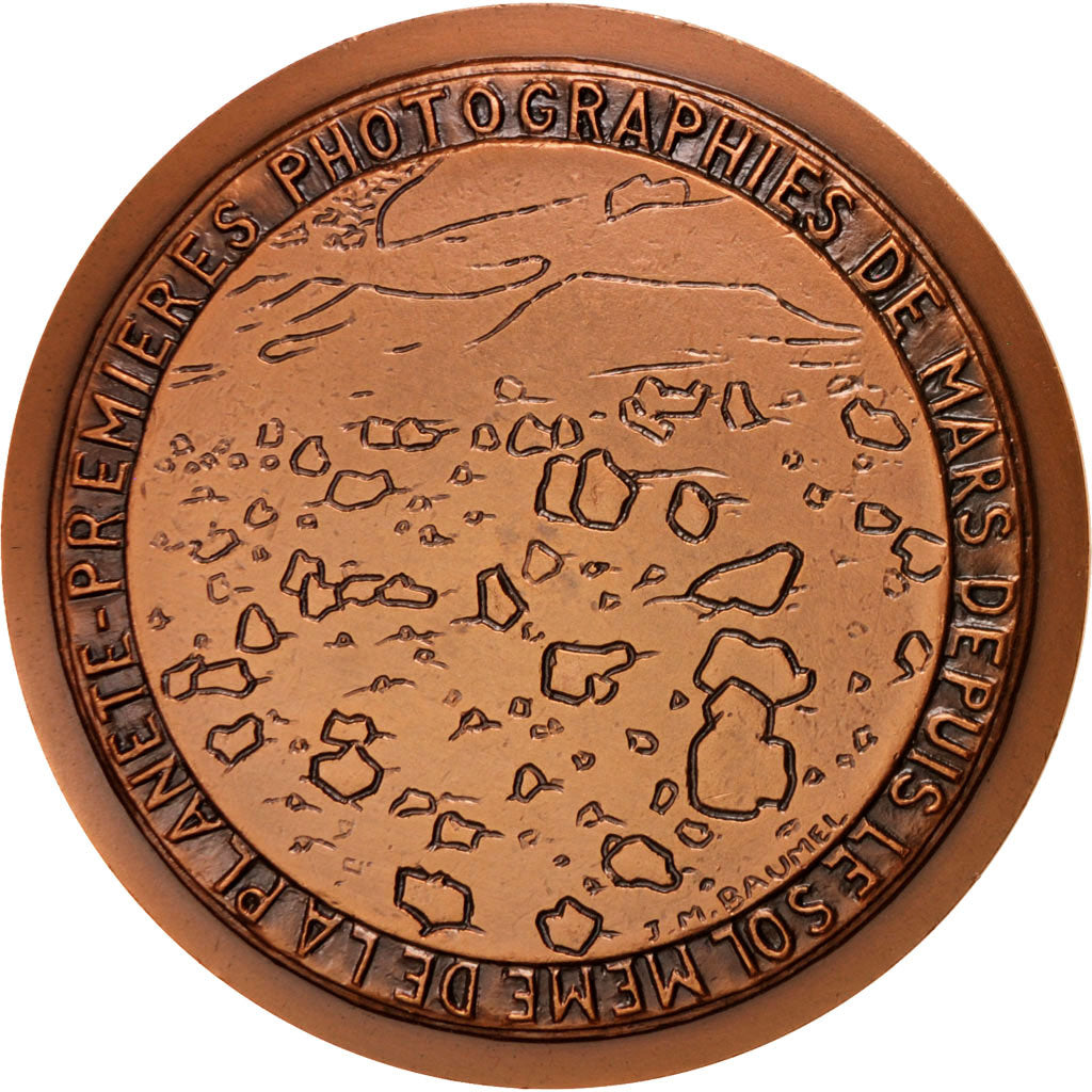 France, Medal, Mars first photograph by Viking 1 probe, History, 1979, Baumel J.