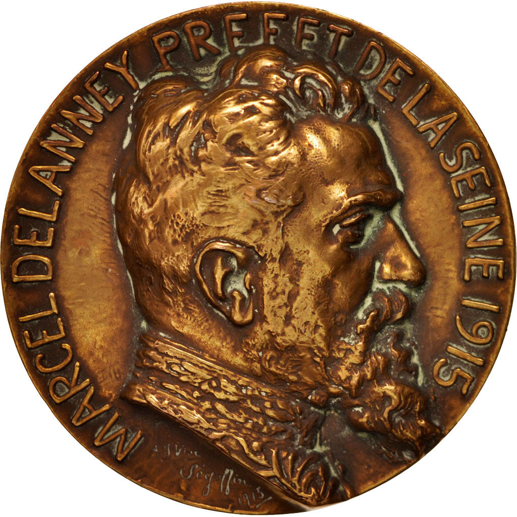 Francia, Medal, Marcel Delanney Seine Prefect, History, 1915, BB+, Bronzo