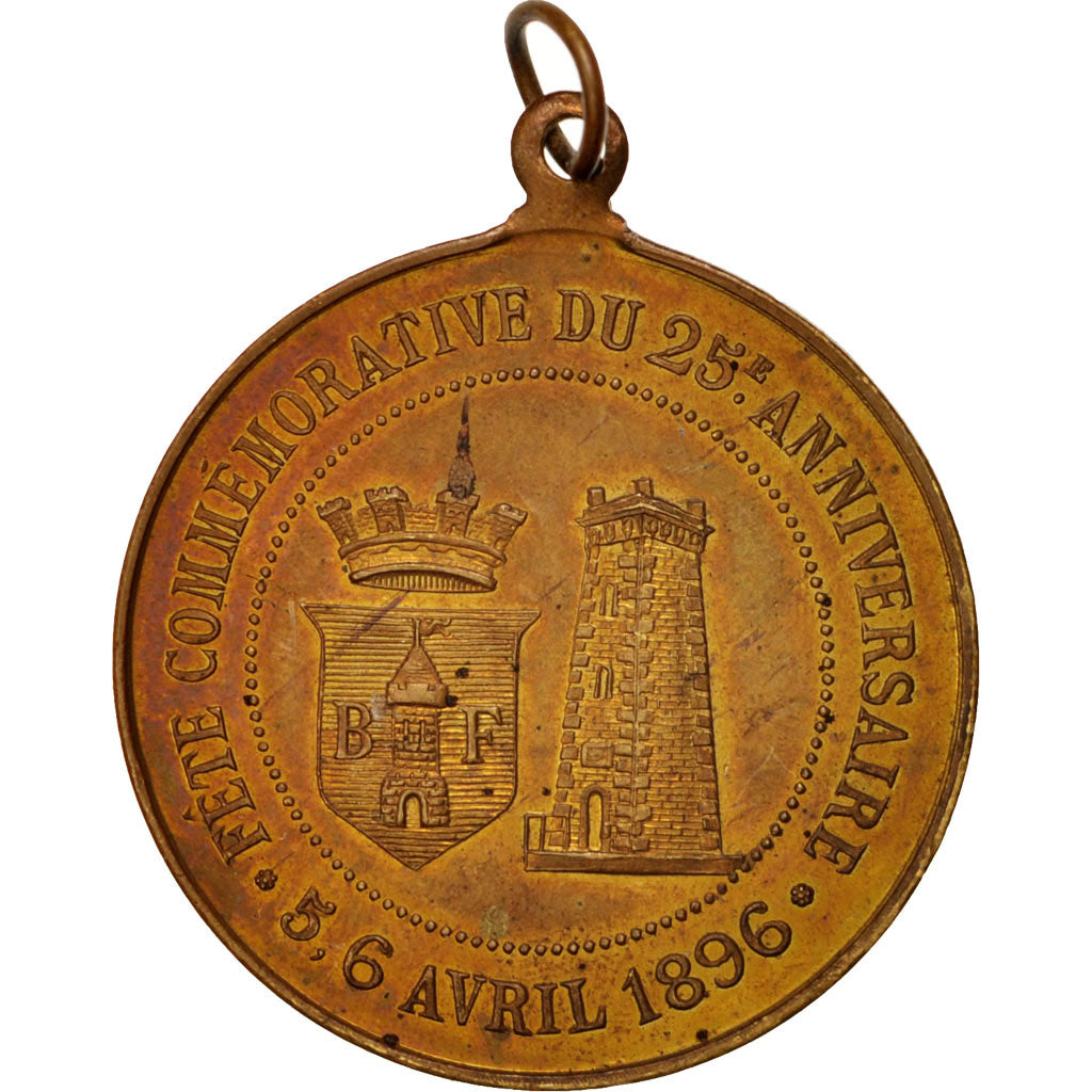 France, Belfort, History, Medal, 1896, AU(55-58), Copper, 37