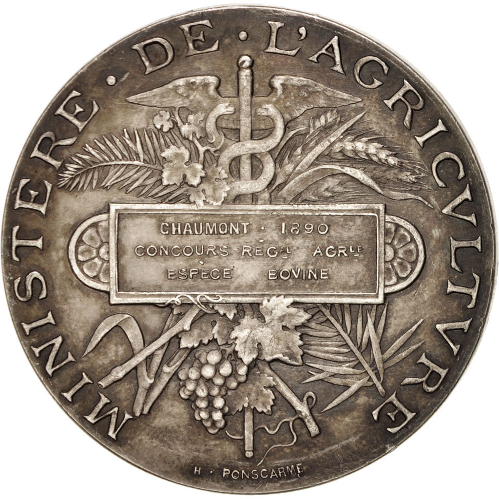 Francia, Medal, Agriculture Ministery, Business & industry, 1890, Ponscarme