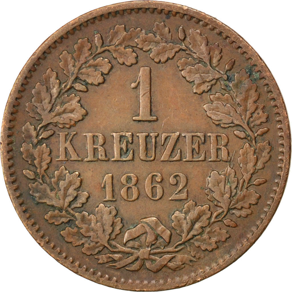 GERMAN STATES, Kreuzer, 1862, KM #242, AU(50-53), Copper, 21.6, 4.25