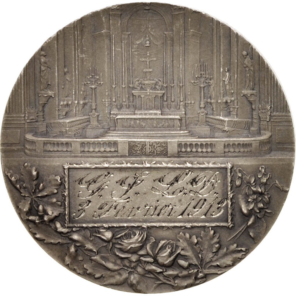 France, Wedding medal, Religions & beliefs, Medal, 1913, AU(55-58), Roty