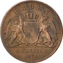 Coin, German States, BADEN, Friedrich I, Kreuzer, 1871, AU(50-53), Copper