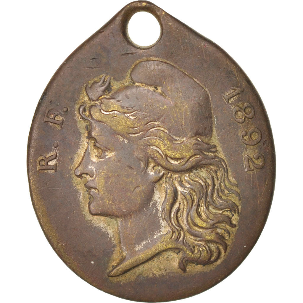 France, Medal, French Third Republic, History, 1892, EF(40-45), Copper
