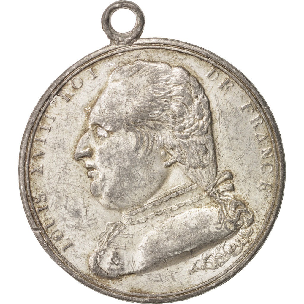 France, Medal, Louis XVIII, History, AU(50-53), Tin