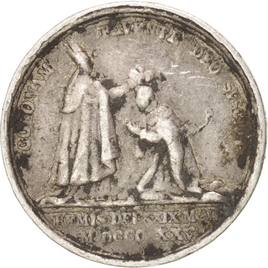 France, Charles X coronation quinarius, History, Medal, 1825, VF(30-35)