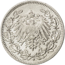 GERMANY - EMPIRE, 1/2 Mark, 1905, Stuttgart, KM #17, AU(55-58), Silver, 20, 2.75