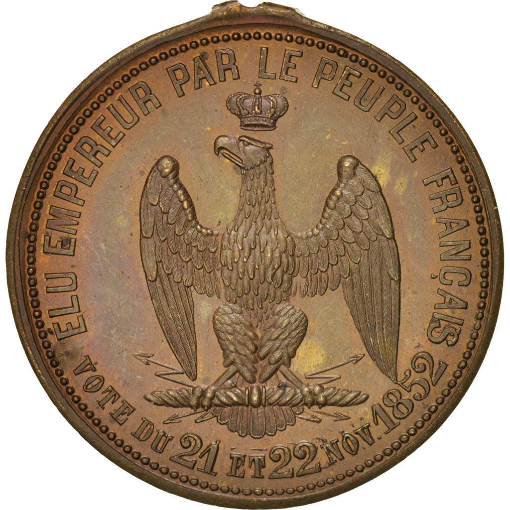France, Medal, Napoléon III proclamation, History, 1852, Garnier, AU(55-58)