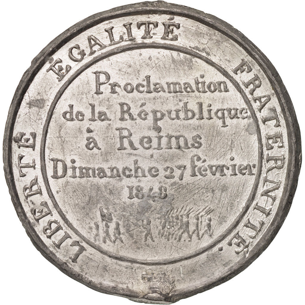 France, Medal, Proclamation de la République à Reims, History, 1848, TTB+, Tin