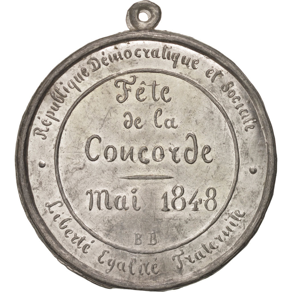 France, Medal, Fête de la Concorde, History, 1848, AU(50-53), Tin
