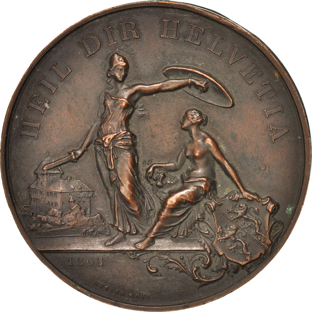 Switzerland, Shooting medal, History, Medal, 1890, EF(40-45), Bovy, Bronze, 45