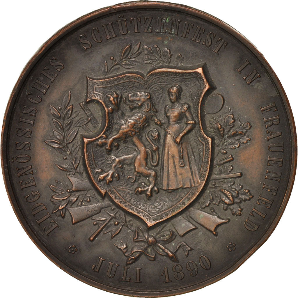 Switzerland, Shooting medal, History, Medal, 1890, EF(40-45), Bovy, Bronze, 45