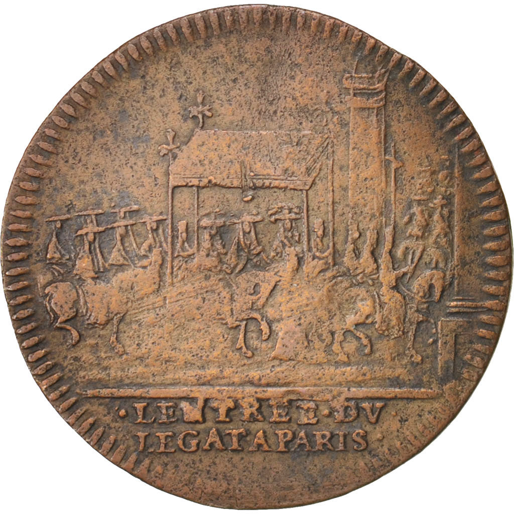 France, Royal, Legate entering in Paris, Louis XIV, Token, TB+, Cuivre, 25, F...