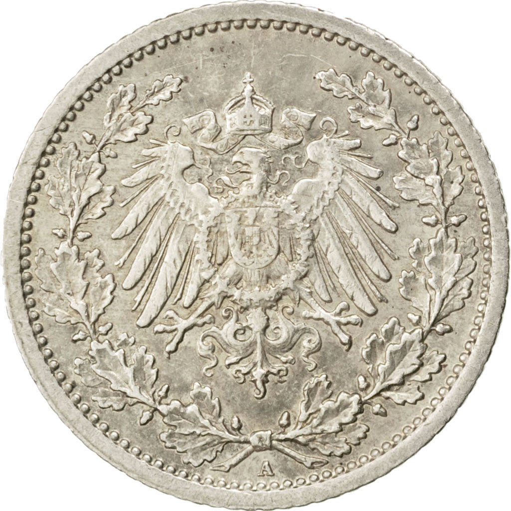Coin, GERMANY - EMPIRE, 1/2 Mark, 1912, Berlin, AU(55-58), Silver