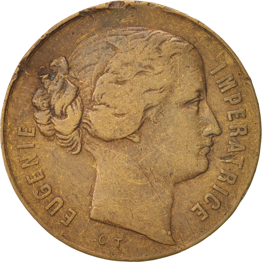France, Second Empire, Eugénie Impératrice, Token, EF(40-45), Copper, 23