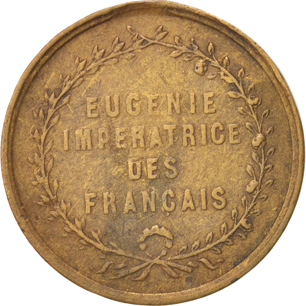 France, Second Empire, Eugénie Impératrice, Token, EF(40-45), Copper, 23