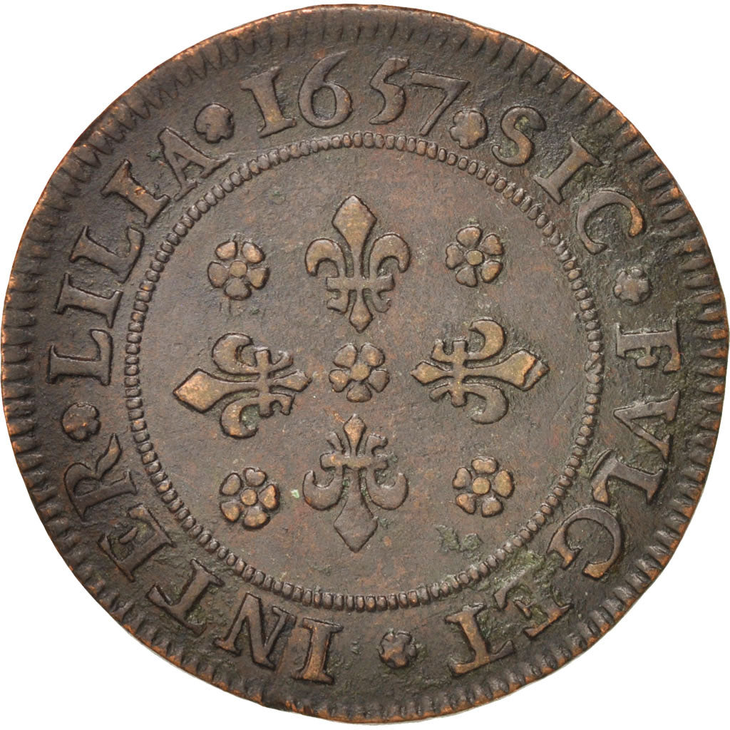 France, Royal, Surmain, Token, 1657, AU(55-58), Copper, 27