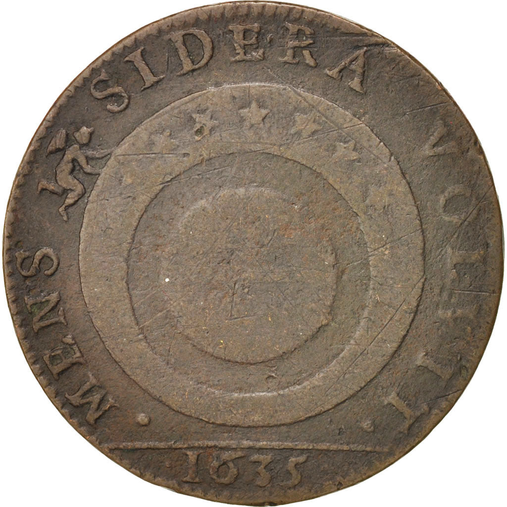France, Token, Royal, Cardinal de Richelieu, 1635, VF(30-35), Copper