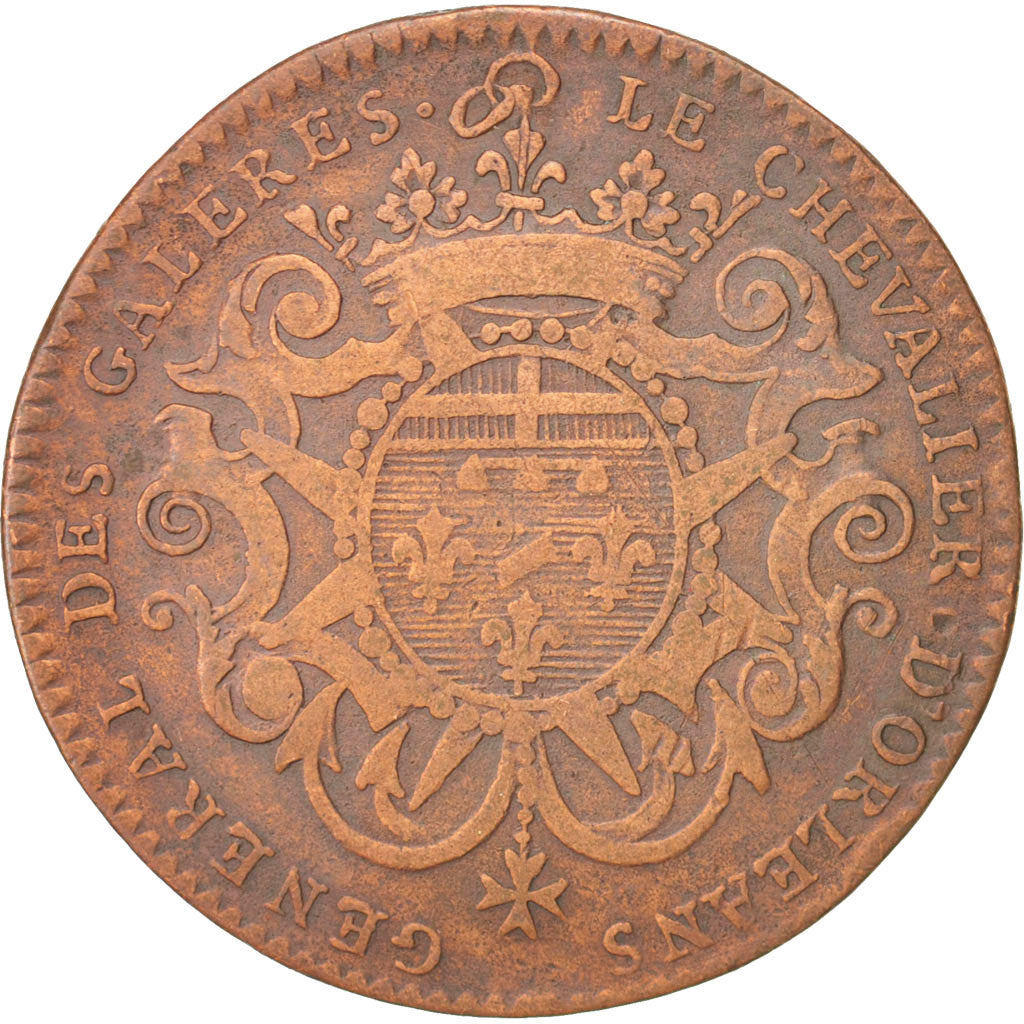 France, Royal, Galères Royales, Le Chevalier d'Orléans, Token, 1715, EF(40-...