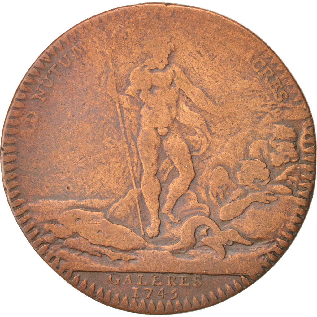 France, Royal, Galères Royales, Le Chevalier d'Orléans, Token, 1715, EF(40-...