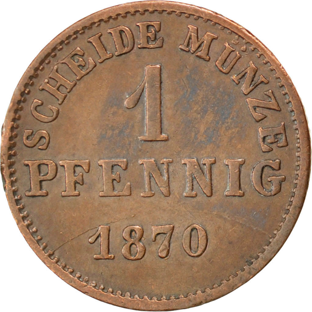 Coin, German States, HESSE-DARMSTADT, Ludwig III, Pfennig, 1870, EF(40-45)