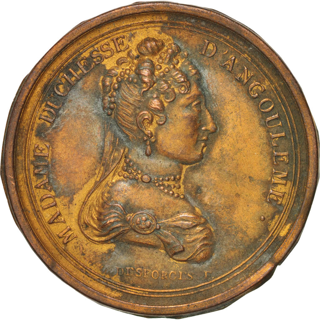 Frankreich, Repoussé en cuivre, Madame Duchesse d'Angoulême, History, Medal...