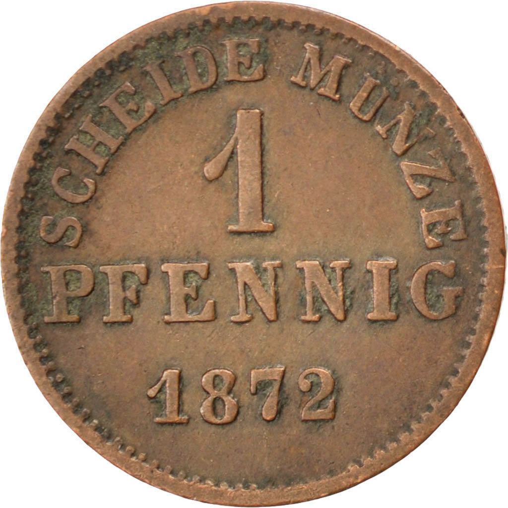 Coin, German States, HESSE-DARMSTADT, Ludwig III, Pfennig, 1872, EF(40-45)