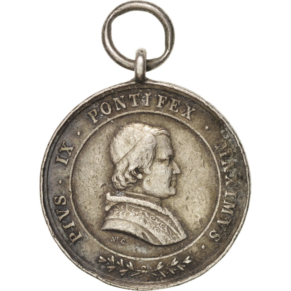Francia, Medal, Religious medal, Pius IX, Religions & beliefs, MB+, Argento