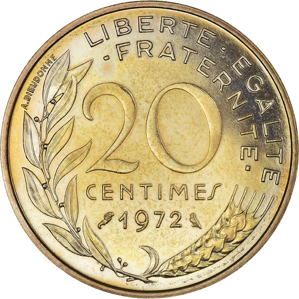Coin, France, Marianne, 20 Centimes, 1972, Paris, FDC, MS(65-70)
